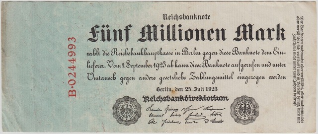 Almanya 5.000.000 Mark 1923 Weimar Cumhuriyeti Dönemi. Ççt.