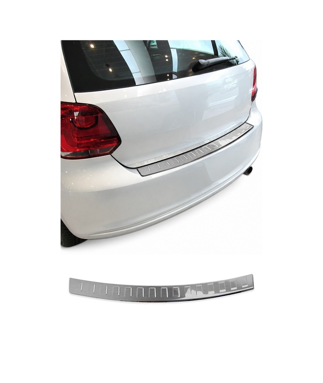 Vw Polo V Hatchback 2009-2017 Uyumlu Krom Arka Tampon Eşiği Paslanmaz Çelik Taşlı Mat