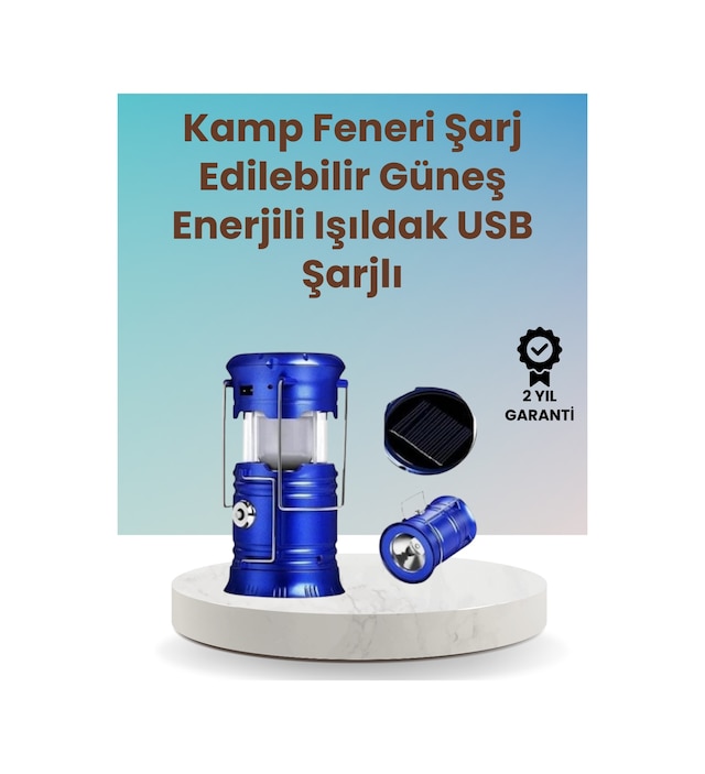Şarj Edilebilir Güneş Enerjili Kızaklı Kamp Feneri Usb Çıkışlı, Katlanabilir, Dayanıklı Ve Çok Fonksiyo