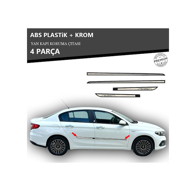Fıat Egea Sedan - Hb - Sw Yan Kapı Koruma Çıtası Plastik + Krom Unvrslppkçt00053