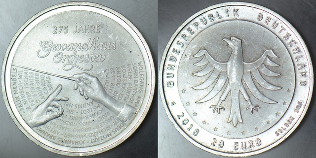 Almanya 20 Euro 2018 Gümüş Hatıra. 18 Gr. Çil.