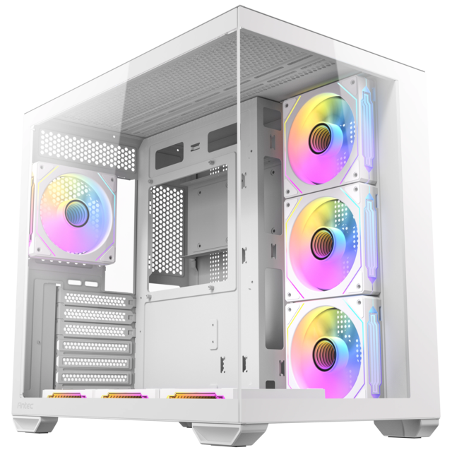 Antec CX MIRROR - 270 PANORAMIK - FAN - - - RTX 50 SERISI UYUMLU - CIFT BOLMELI TASARIM Mid Tower mATX 7x120mm Fans ARGB White Tempered Glass USB-C