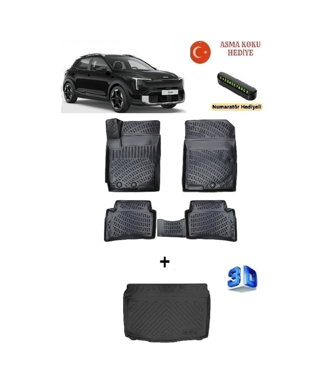 Kia Stonic 2026 Sonrası Uyumlu 3d Havuzlu Paspas Ve Alt Bagaj Havuzu Seti Asma Koku Ve Numaratör Hediyeli
