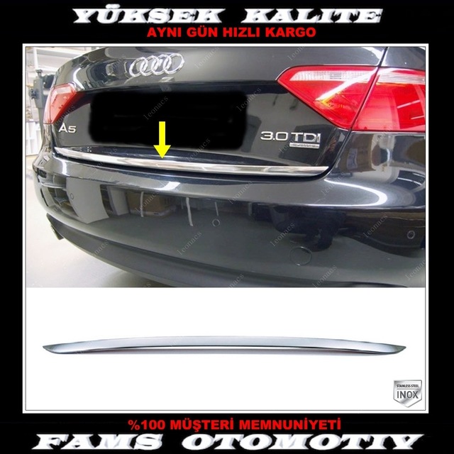 Audi A5 Krom Bagaj Alt Çıtası 2007-2016 Arası P. Çelik