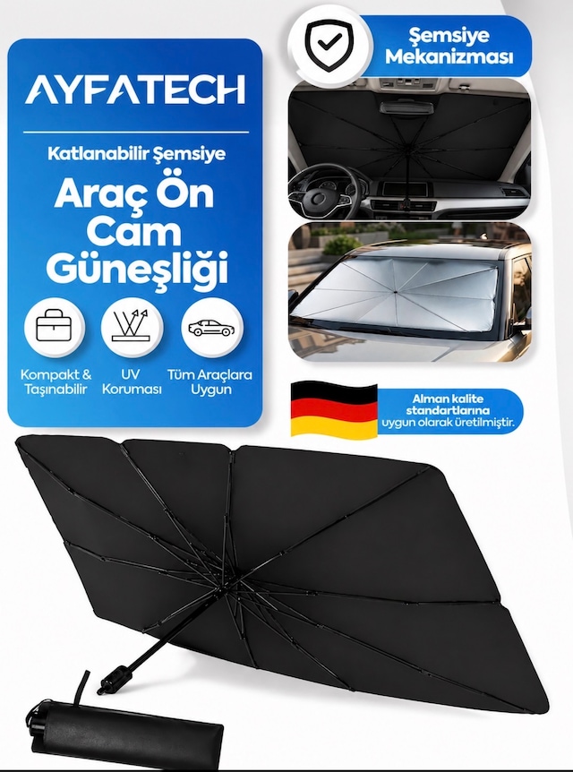 Araç Güneş Koruyucu Şemsiye Oto Ön Cam Araç Şemsiyesi 140cmx79cm