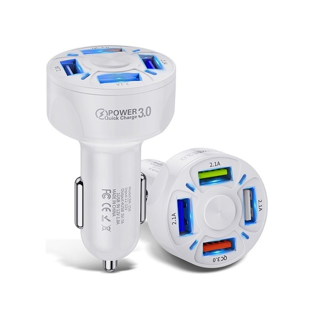 Uslion Qc3.0 4- Port Çıkışlı Çoklu Usb Araç Şarjı Şarj Aleti Beyaz