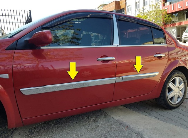 Renault Megane 2 Uyumlu 2002-2010 Krom Yan Kapı Çıtası 4 Parça Paslanmaz Çelik