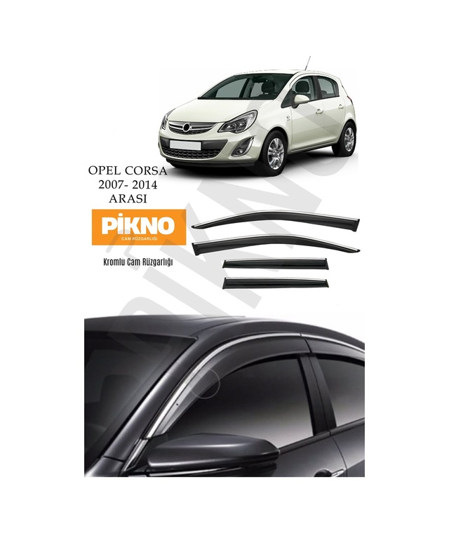 Opel Corsa D 2007-2014 Kromlu Cam Rüzgarlığı 4'lü Set A+ Plus
