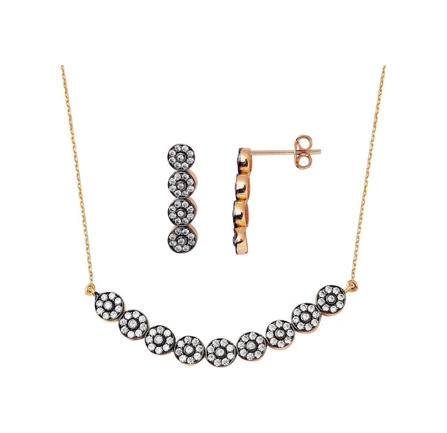 Efruz Kolye & Küpe Rose Altın Set TDT555-ST2