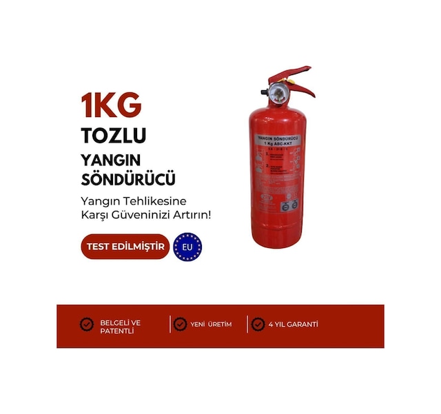 4 Yıl Garantili Abc Tozlu Yangın Söndürücü - Ce Ve Tse Belgeli 1 Kg