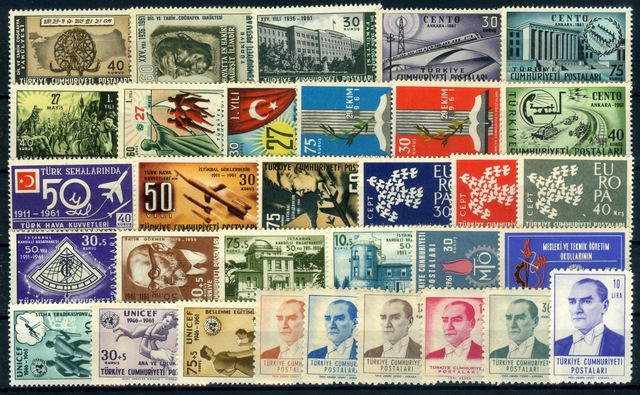 Koleksiyon Pulları, 1961 Yılı Çıkan Pulların Tamamı,damgasız Tam Koleksiyon,yıl Seti Teşhir Ürün