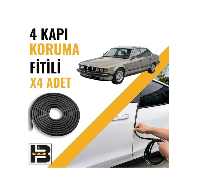 Bmw 7 Serisi E32 1987-1994 Kapı Koruma Fitili-4 Kapı-siyah-bm2343