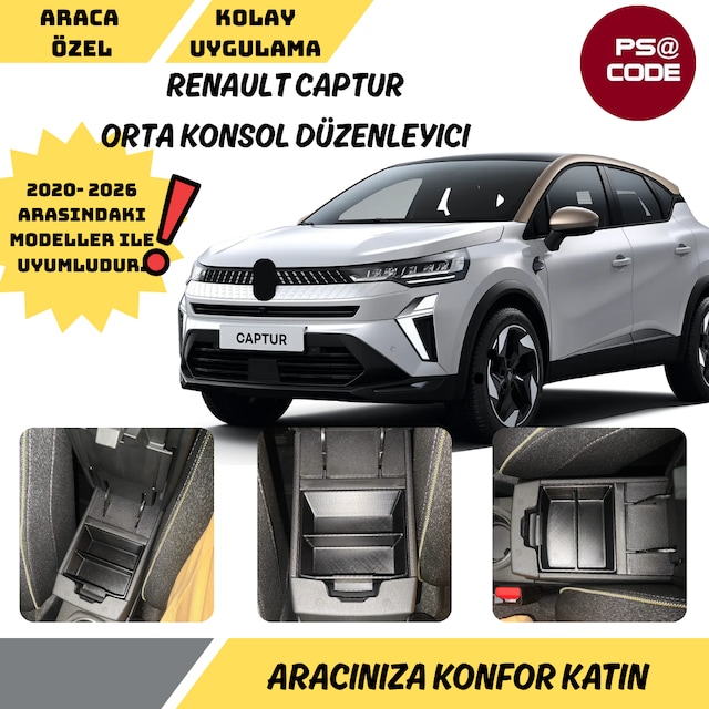 Renault Captur Orta Konsol Düzenleyici - Organizer 2020 İle 2026 Arası Uyumlu