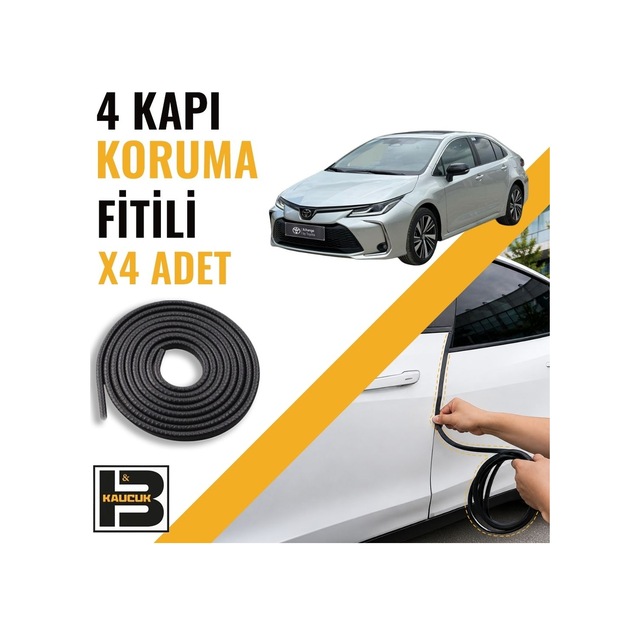 Toyota Corolla 2018-2025 Kapı Koruma Fitili-4 Kapı-siyah-bm2301