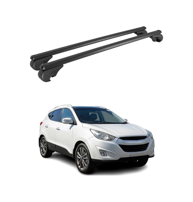 Hyundai İx35 2009-2015 Arası Uyumlu Port Bagaj Taşıyıcı Ara Atkı Alüminyum Siyah 2 Parça