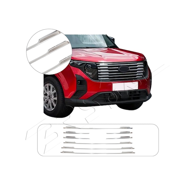 Ford Courier Uyumlu 2024 Ve Üzeri Krom Ön Panjur 8 Parça Paslanmaz Çelik