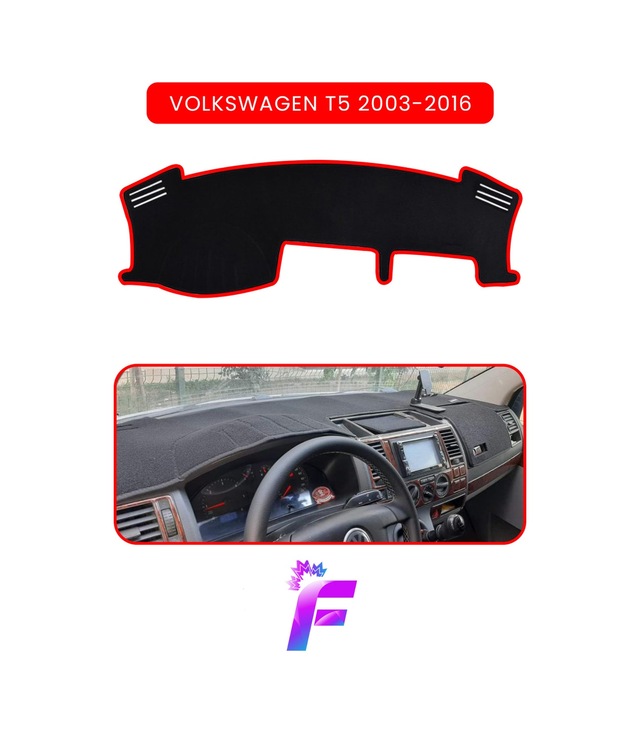 Volkswagen T5 2003-2016 Uyumlu Ön Göğüs Koruma Hızlı Ve Kolay Montaj Kaymaz Tasarım C51 Torpido Halısı