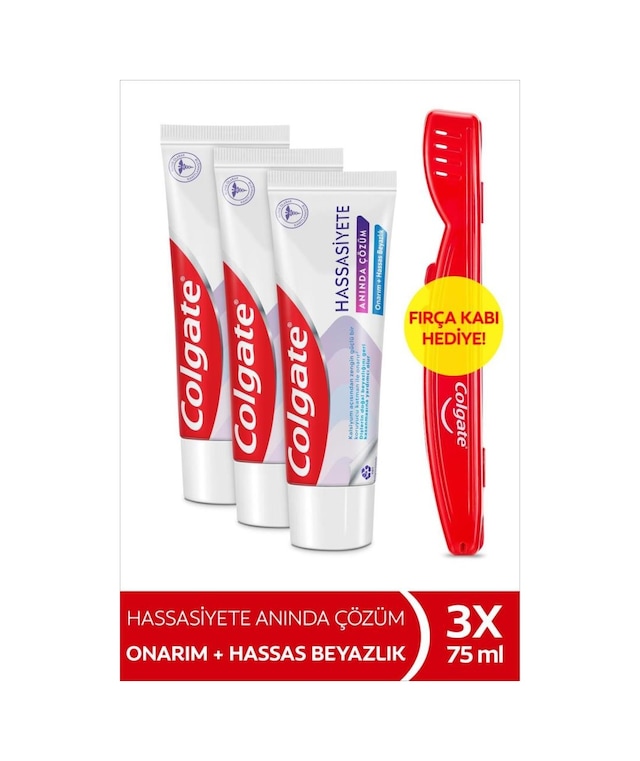 Colgate Hassasiyete Pro Çözüm Beyazlatıcı Pro Relief Diş Macunu 75 Ml X 3 Adet + Fırça Kabı Hediye