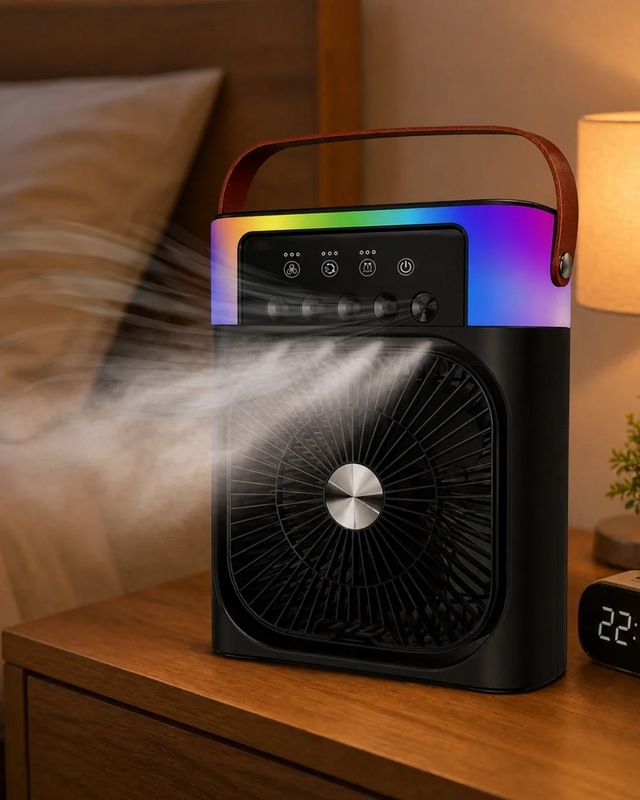 Ers Rgb Işıklı Buharlı Masaüstü Fan Sessiz Çalışan Usb Şarjlı Taşınabilir Fan