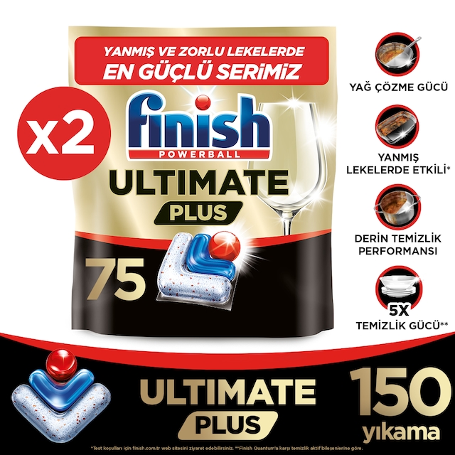 Finish Ultimate Plus Bulaşık Makinesi Deterjanı Kapsül Tablet 150 Adet (75 x 2)