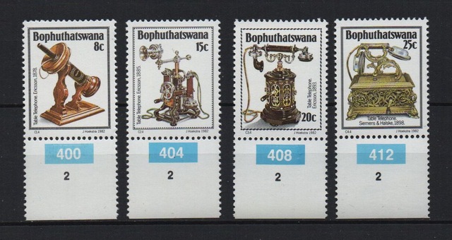 Güney Afrika Bophuthatswana 1982 Telefonun Tarihi 8-15-20-25 Cent Tam Seri Lt0037b Teşhir Ürün