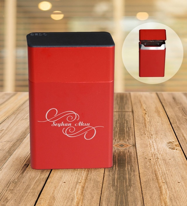 Bk Gift Kişiye Özel İsimli Kırmızı Metal Sigara Tabakası - 3 Siyah