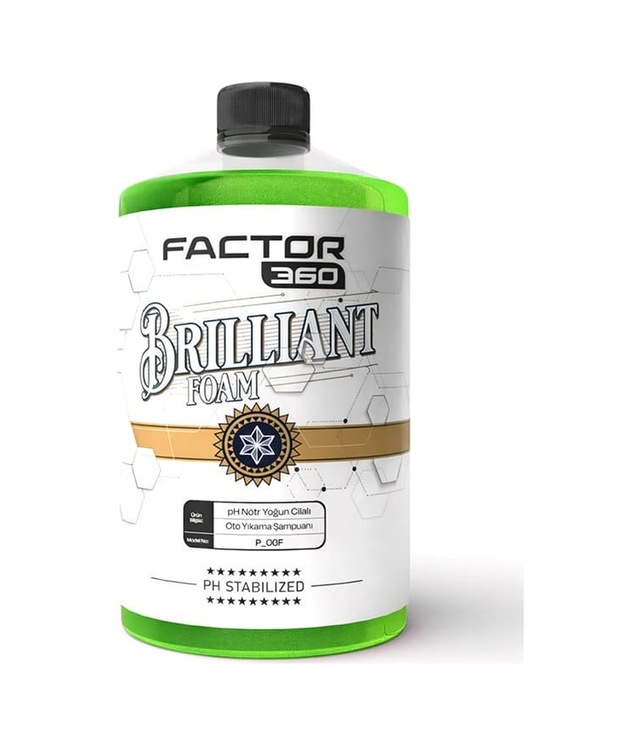 Factor360 Brilliant Green Apple Yeşil Seri Yeşil Elma Kokulu Ph Nötr Yoğun Cilalı Oto Yıkama Şampuanı 1 Litre