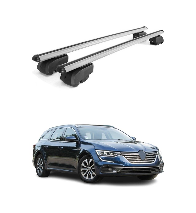 Renault Talisman Grandtour 2015-2022 Arası Uyumlu Port Bagaj Taşıyıcı Ara Atkı Alüminyum Gümüş 2 Parça