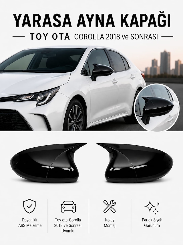 Toyota Corolla E210 2018 Ve Sonrası Batman Yarasa Ayna Kapağı 1 Çift