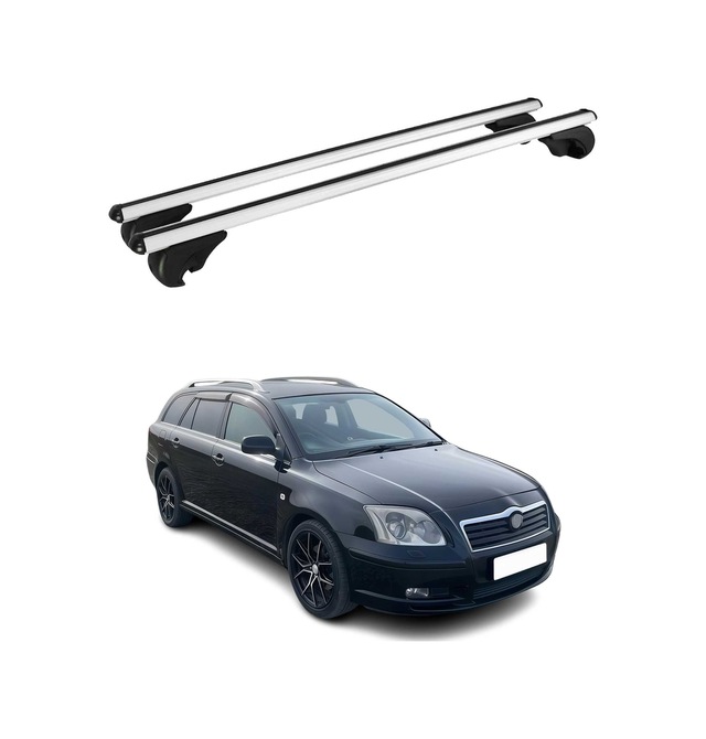 Toyota Avensis Iı Station Wagon 2003-2009 Arası Uyumlu Port Bagaj Taşıyıcı Ara Atkı Alüminyum Gümüş 2 Parça