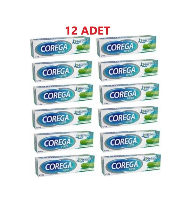 Süper Diş Protezi Yapıştırıcı Naneli Krem 40 Gr 12 Adet
