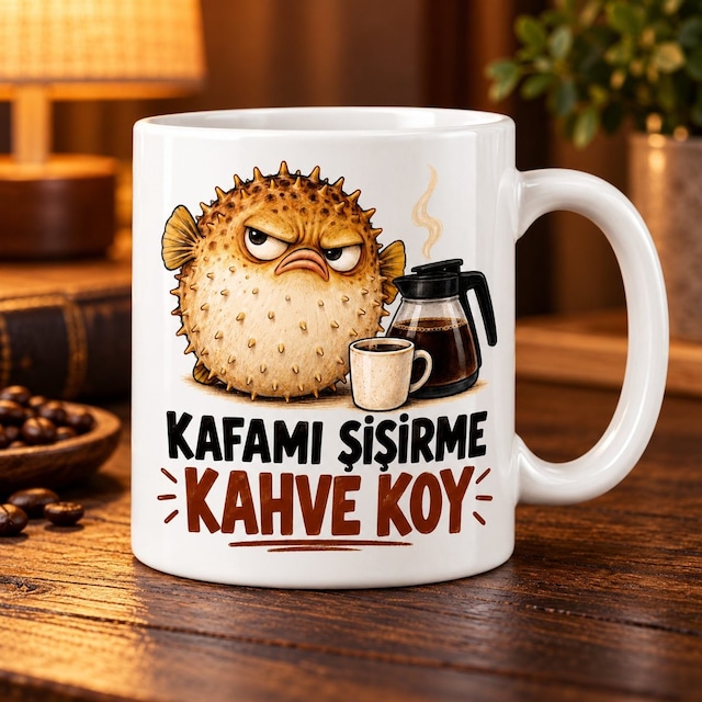 Kafa Şişirme Tasarımlı Porselen Kupa - Model 729