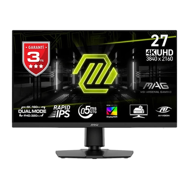 Msı Mag 272urdf E16 27 Dual Cozunurluk 4k 160hz - Fhd 320hz 0.5ms Hdmı Dp Hdr 400 Amd Freesync Premium Rapid Ips Gaming Monitor
