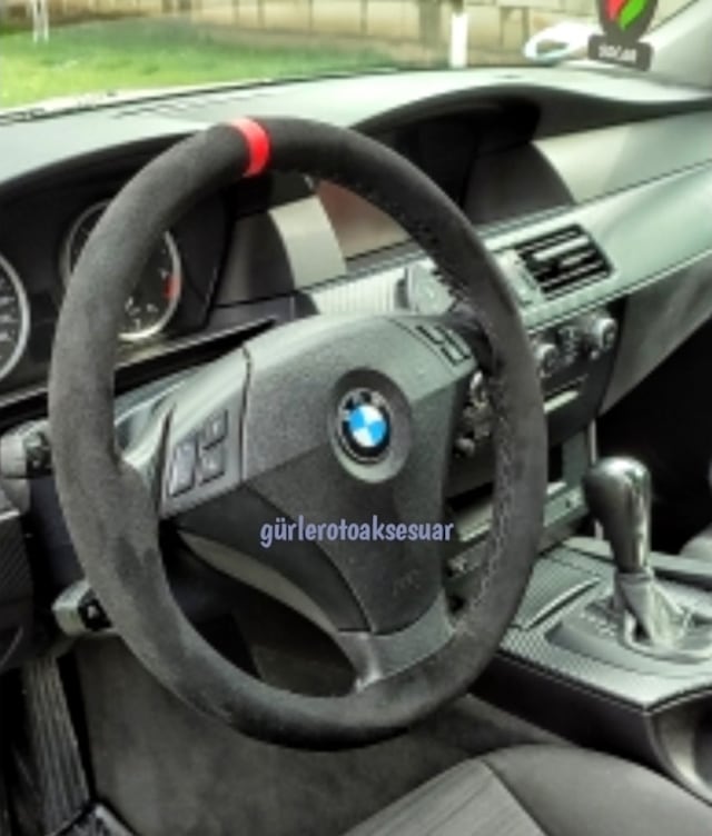 Bmw Serisi Direksiyon Kılıfı Dikme Alkantara Nubuk Kırmızı Yüzük