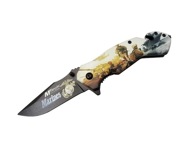 Mtech 4 23 2 Marines Kurtarma / Kamp Çakı 20cm - Yarı Otomatik, Kemerlikli, Cam Kırma Ve İp Kesme