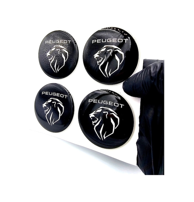 Peugeot Tasarım Damla Sticker Siyah Peugeot Jant Göbeği 5.5cm Uyumlu