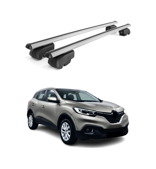 Renault Kadjar 2015-2022 Arası Uyumlu Port Bagaj Taşıyıcı Ara Atkı Alüminyum Gümüş 2 Parça