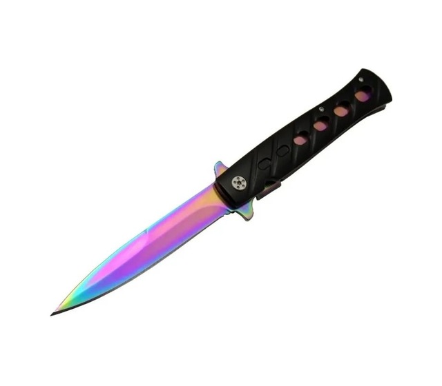 Venom K033 Gökkuşağı Kamp Çakı 23cm- Yarı Otomatik, Kemerlikli