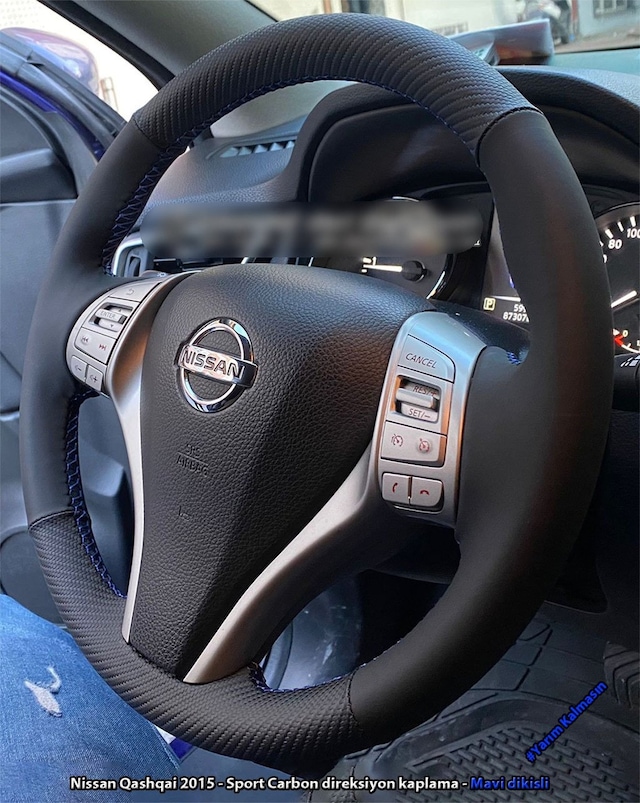 Nissan Qashqai 2012 2015 Araca Özel Direksiyon Kılıfı Alcantra K Siyah