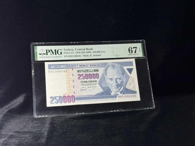 Türk Lirası Pmg 67 Epq Superb Gem Unc 250.000 Lira P 211 1970 Nd 1998 S/n H83 7. Emisyon 3. Terti