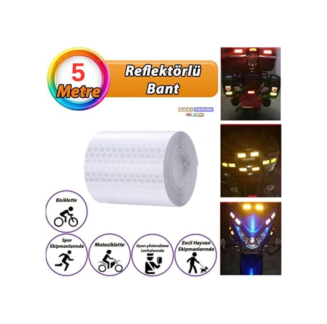 Reflektörlü Reflektif Fosforlu Şerit Bant Petekli Reflekte I Kaz Bandı 5 Cm X 5 Metre Be 0c952