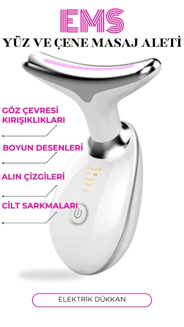 Ems Yüz Ve Çene Masaj Aleti Bataryalı Beyaz - Pembe