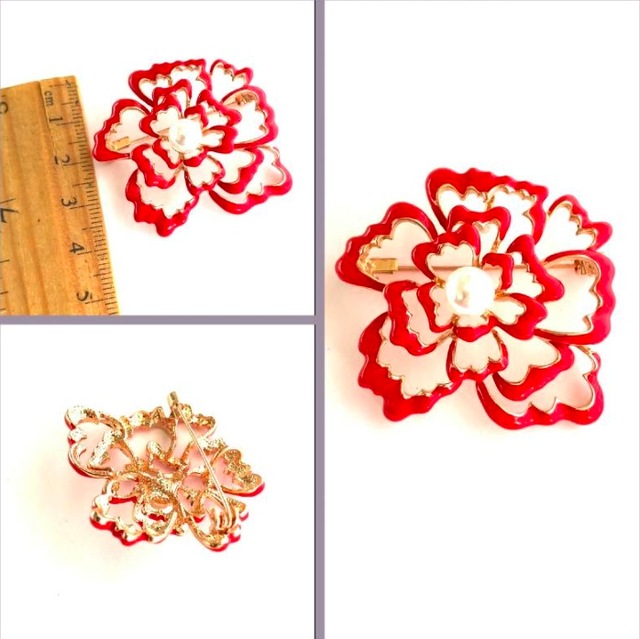 Omeniv Vintage Retro Stil Floral Çiçek Broş İğne Mine Kaplı Teşhir Ürün