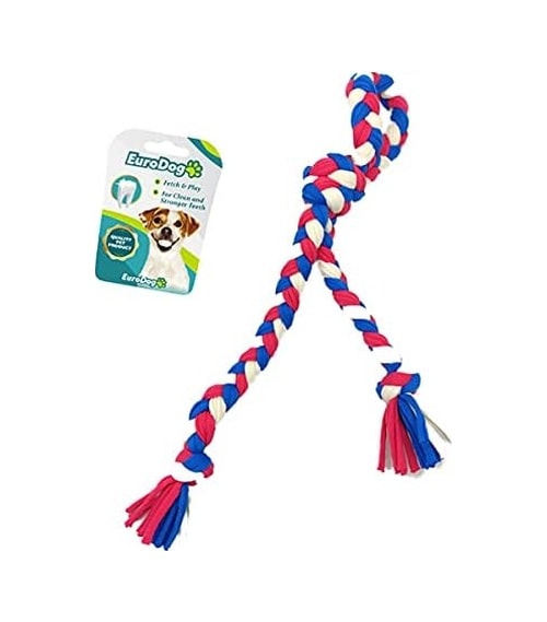 Düğümlü Diş İpi Beyaz Mavi Kırmızı 42 Cm