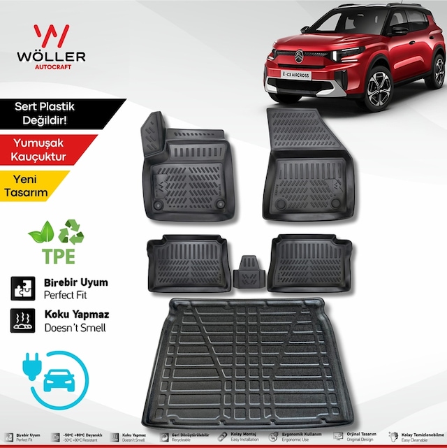 Citroen E C3 Aircross Paspas Bagaj Havuzu Set Elektrikli 2025 Sonrası Uyumlu 3d Ultraflex Set