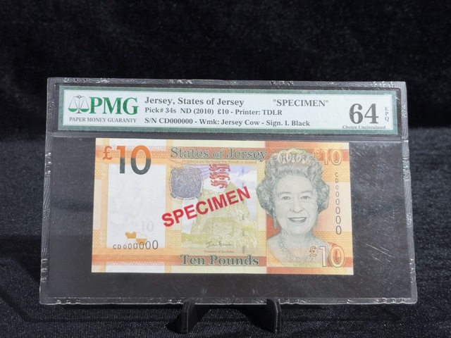 Jersey 2010 10 Pound Specımen Banknot Pmg 64 Epq Pıck 34s