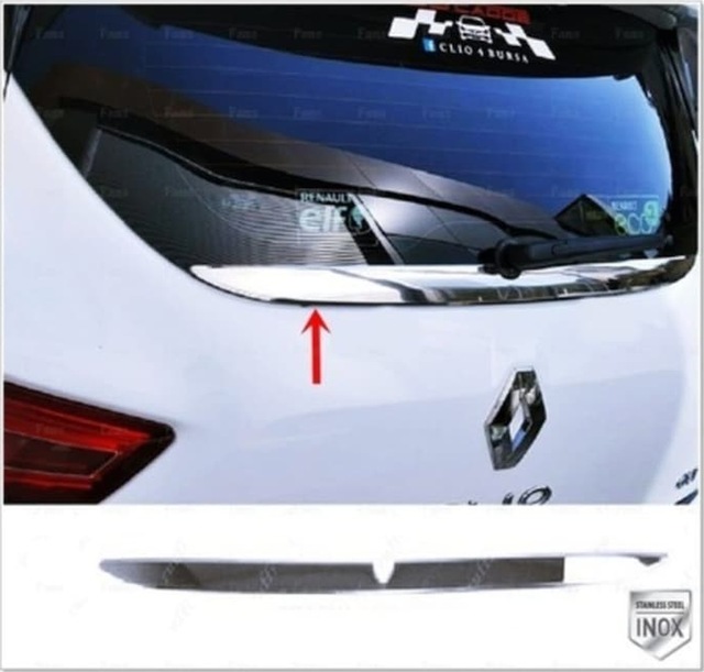 Renault Clio 4 Uyumlu 2012 Krom Arka Cam Alt Çıtası Paslanmaz Çelik