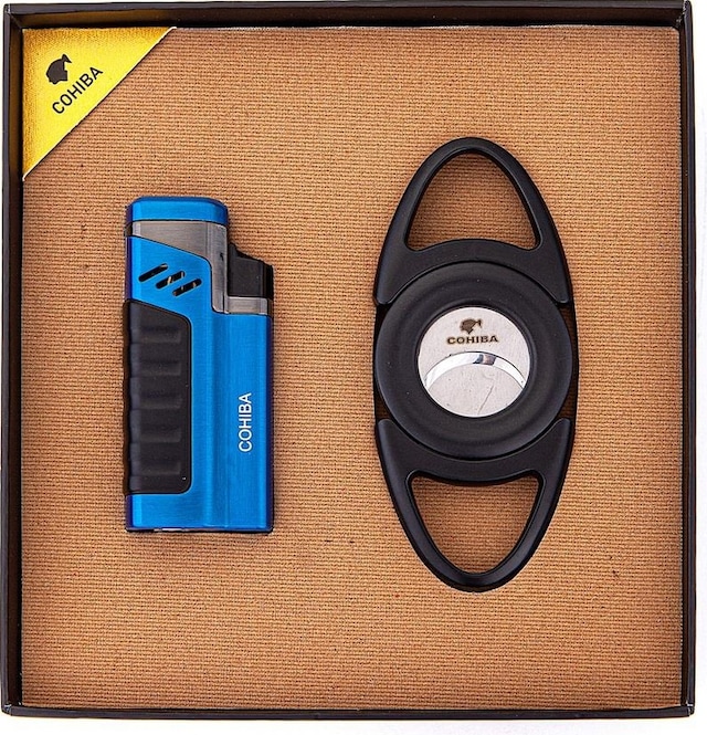 Cohiba Mavi-siyah İkili Çakmak Kesici Puro Set - Tr3096