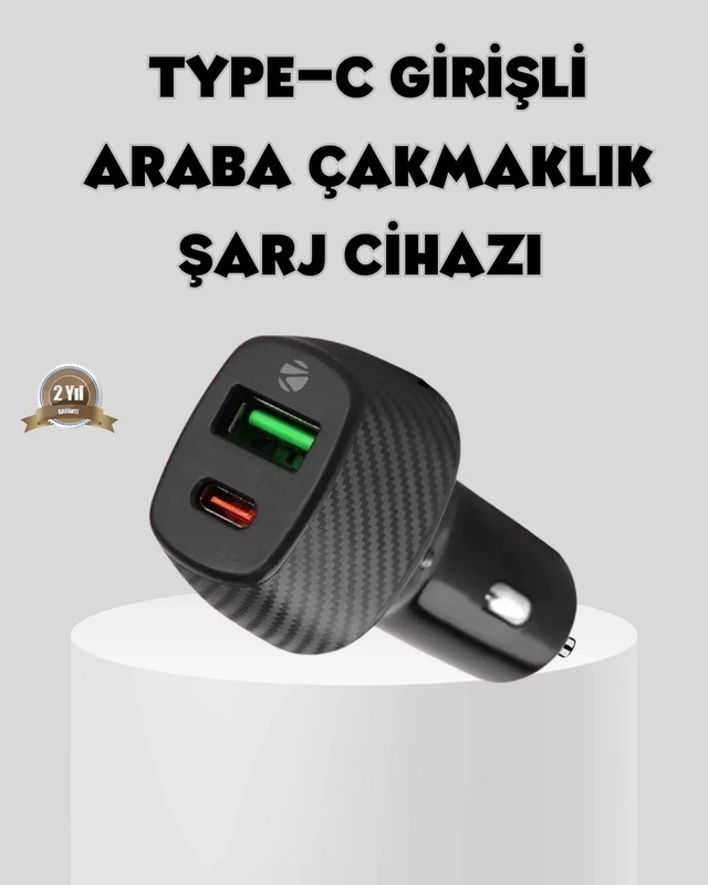 Ers Araç Tipi Hızlı Şarj Adaptörü Type-c Pd Usb Çift Port Kompakt