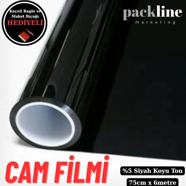 %05 Koyu Ton Siyah Cam Filmi Ev - Araba - Balkon - Ofis 75cm X 6metre